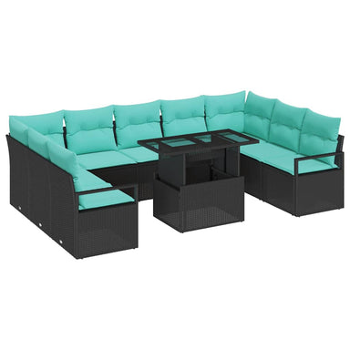 Tuin Sofa Set 10 st 9-Aantal zitplaatsen Zwart en Blauw
