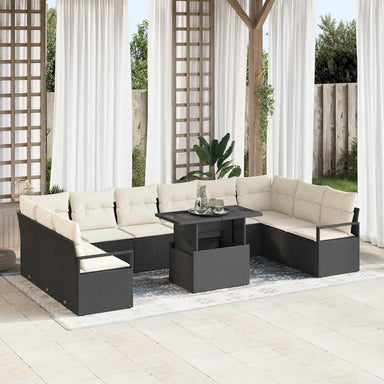 Tuin Sofa Set 11 st 10-Aantal zitplaatsen Zwart en Crème