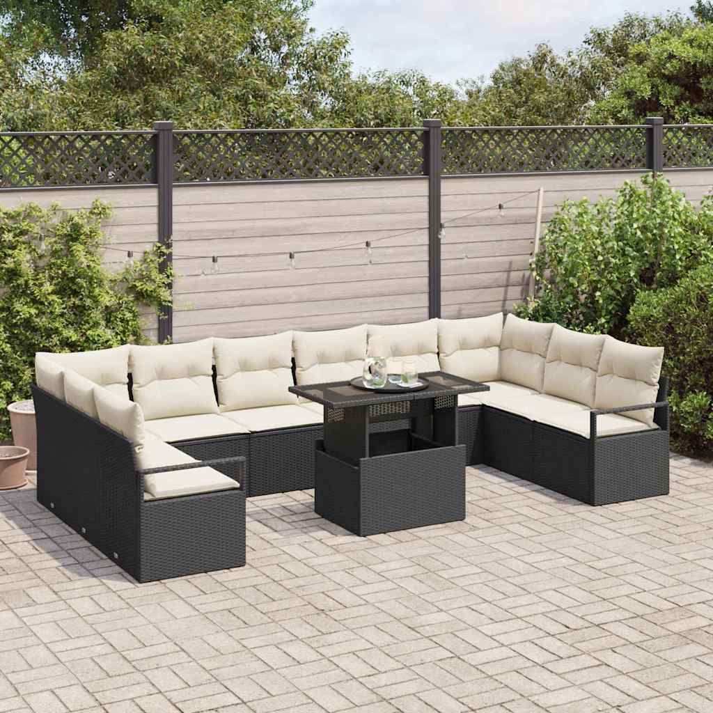 Tuin Sofa Set 11 st 10-Aantal zitplaatsen Zwart en Crème