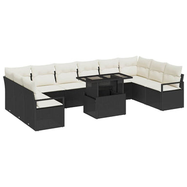 Tuin Sofa Set 11 st 10-Aantal zitplaatsen Zwart en Crème