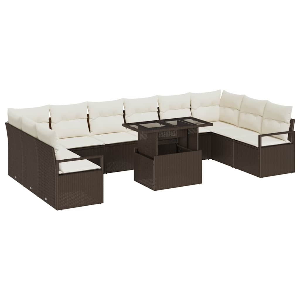 Tuin Sofa Set 11 st 10-Aantal zitplaatsen Bruin en Crème
