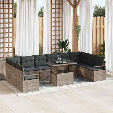 Tuin Sofa Set 11 st 10-Aantal zitplaatsen Grijs poly rattan