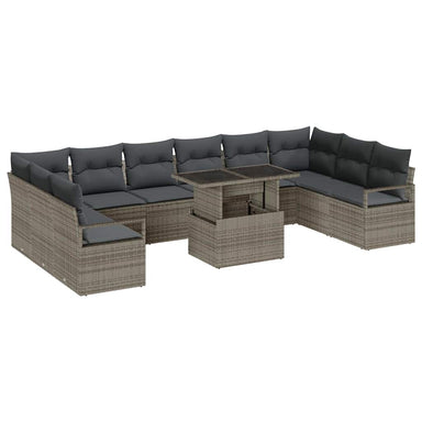 Tuin Sofa Set 11 st 10-Aantal zitplaatsen Grijs poly rattan