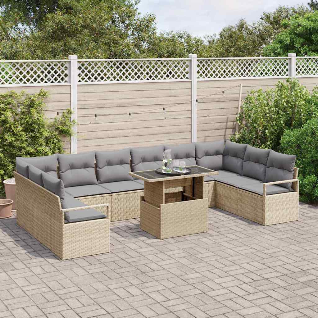 Tuin Sofa Set 11 st 10-Aantal zitplaatsen Beige en Licht Grijs