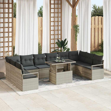 Tuin Sofa Set 11 st 10-Aantal zitplaatsen Lichtgrijs