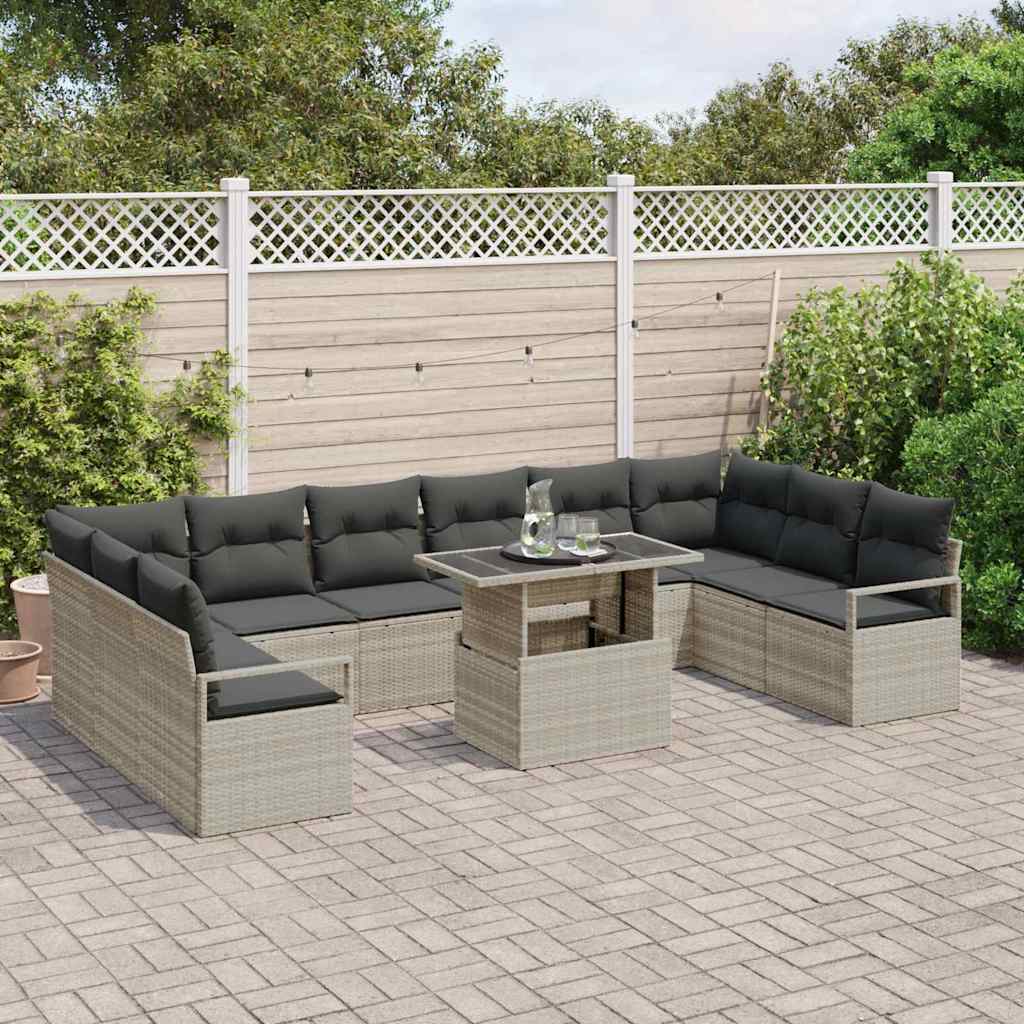 Tuin Sofa Set 11 st 10-Aantal zitplaatsen Lichtgrijs