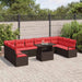 Tuin Sofa Set 11 st 10-Aantal zitplaatsen Bruin en Rood
