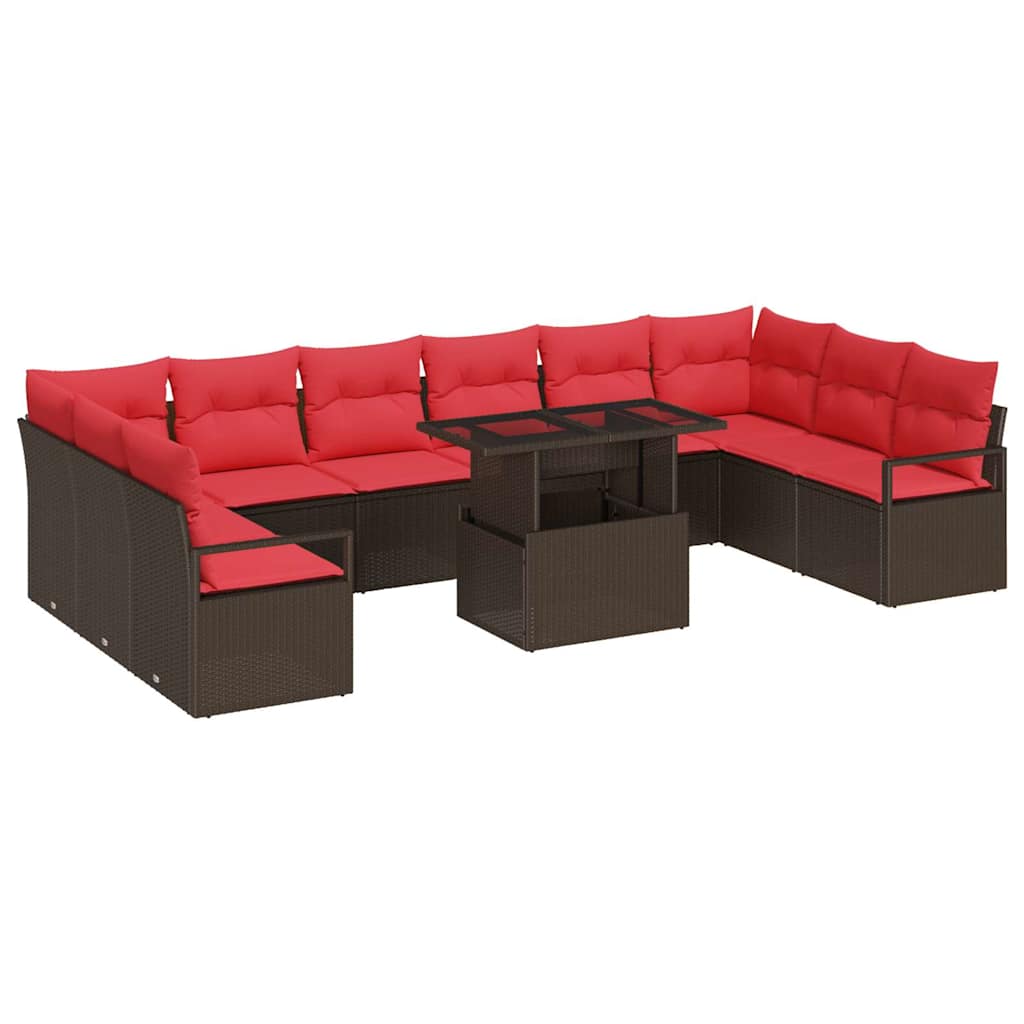 Tuin Sofa Set 11 st 10-Aantal zitplaatsen Bruin en Rood