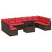 Tuin Sofa Set 11 st 10-Aantal zitplaatsen Bruin en Rood