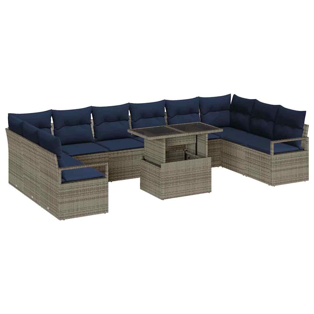 Tuin Sofa Set 11 st 10-Aantal zitplaatsen Grijs en Marineblauw