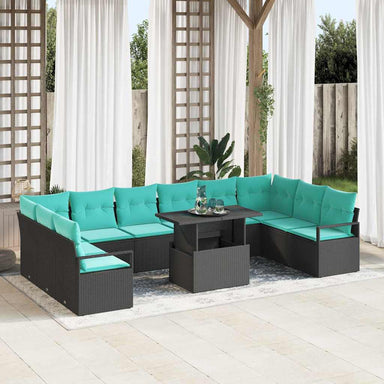 Tuin Sofa Set 11 st 10-Aantal zitplaatsen Zwart en Blauw