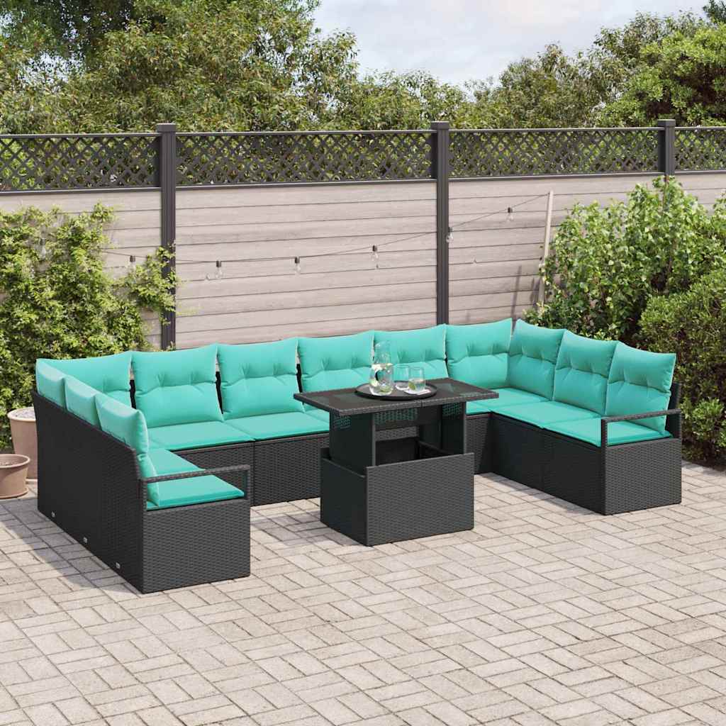 Tuin Sofa Set 11 st 10-Aantal zitplaatsen Zwart en Blauw