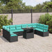 Tuin Sofa Set 11 st 10-Aantal zitplaatsen Zwart en Blauw