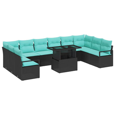 Tuin Sofa Set 11 st 10-Aantal zitplaatsen Zwart en Blauw