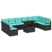 Tuin Sofa Set 11 st 10-Aantal zitplaatsen Zwart en Blauw