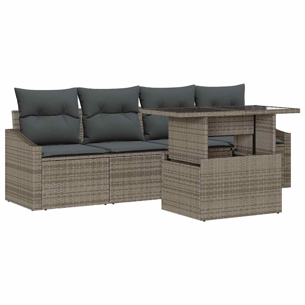 Tuin Sofa Set 5 st Grijs poly rattan