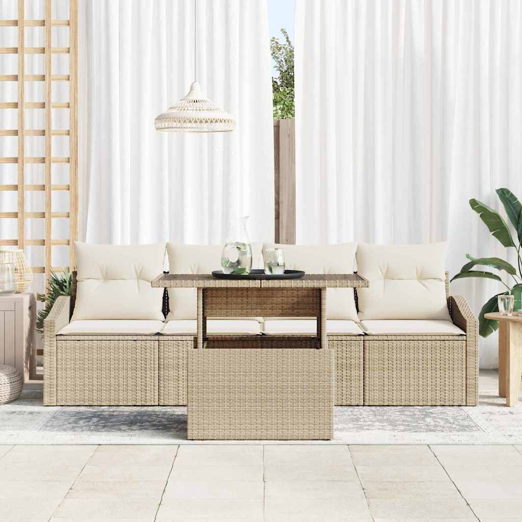 Tuin Sofa Set 5 st Beige en Crème poly rattan