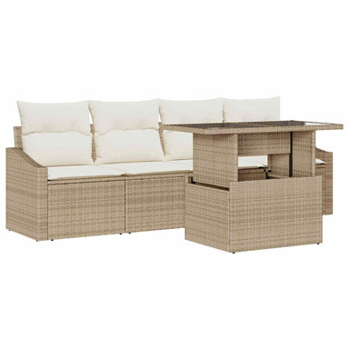 Tuin Sofa Set 5 st Beige en Crème poly rattan