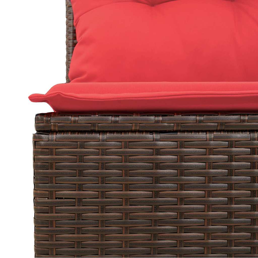 Tuin Sofa Set 5 st 4-Aantal zitplaatsen Bruin en Rood Poly riet