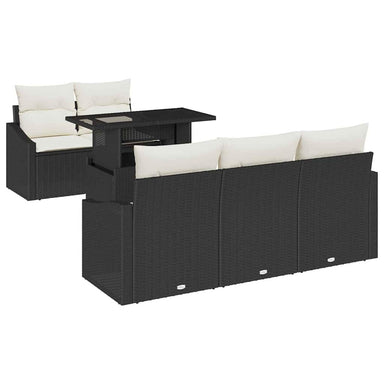 Tuin Sofa Set 6 st Zwart en Crème poly rattan