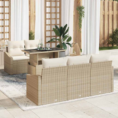Tuin Sofa Set 6 st Beige en Crème poly rattan