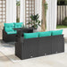 Tuin Sofa Set 6 st 5-Aantal zitplaatsen Zwart en Blauw