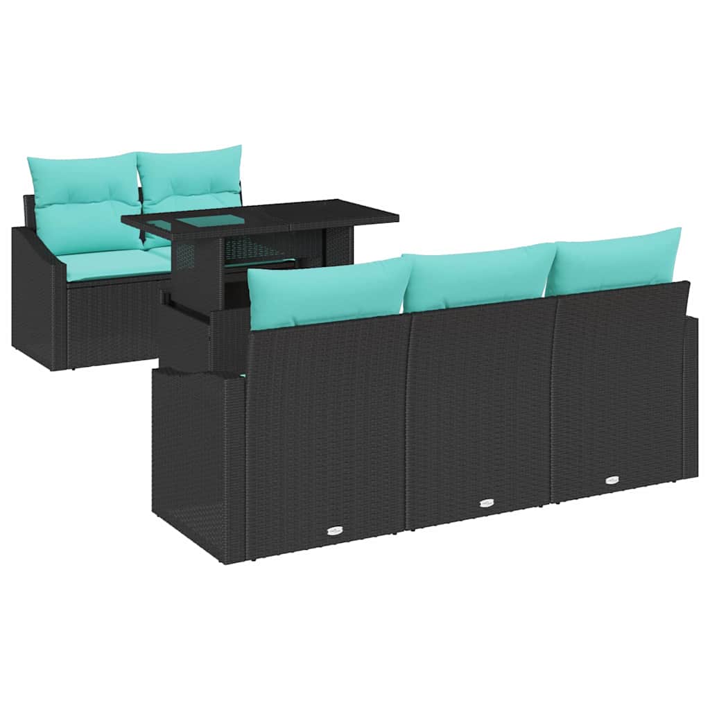 Tuin Sofa Set 6 st 5-Aantal zitplaatsen Zwart en Blauw
