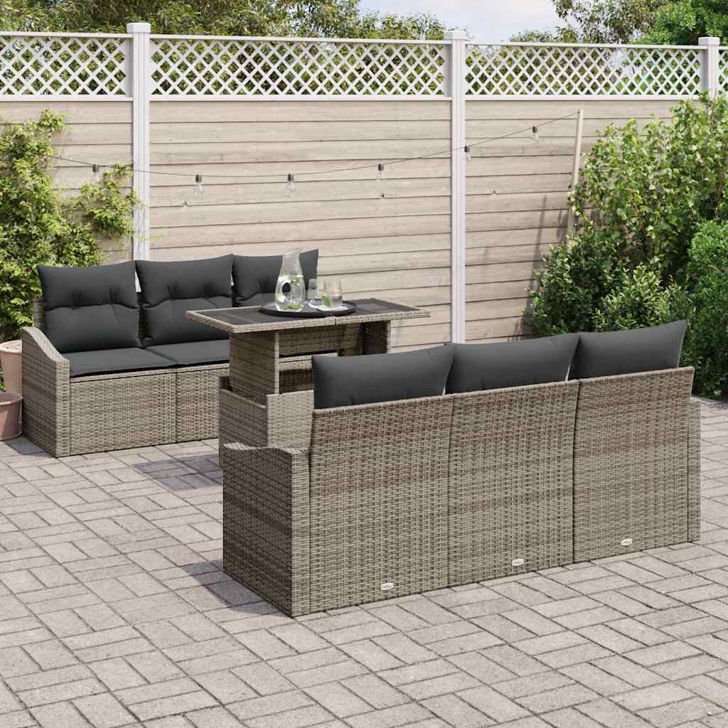 Tuin Sofa Set 7 st Grijs poly rattan