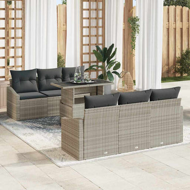 Tuin Sofa Set 7 st Lichtgrijs poly rattan