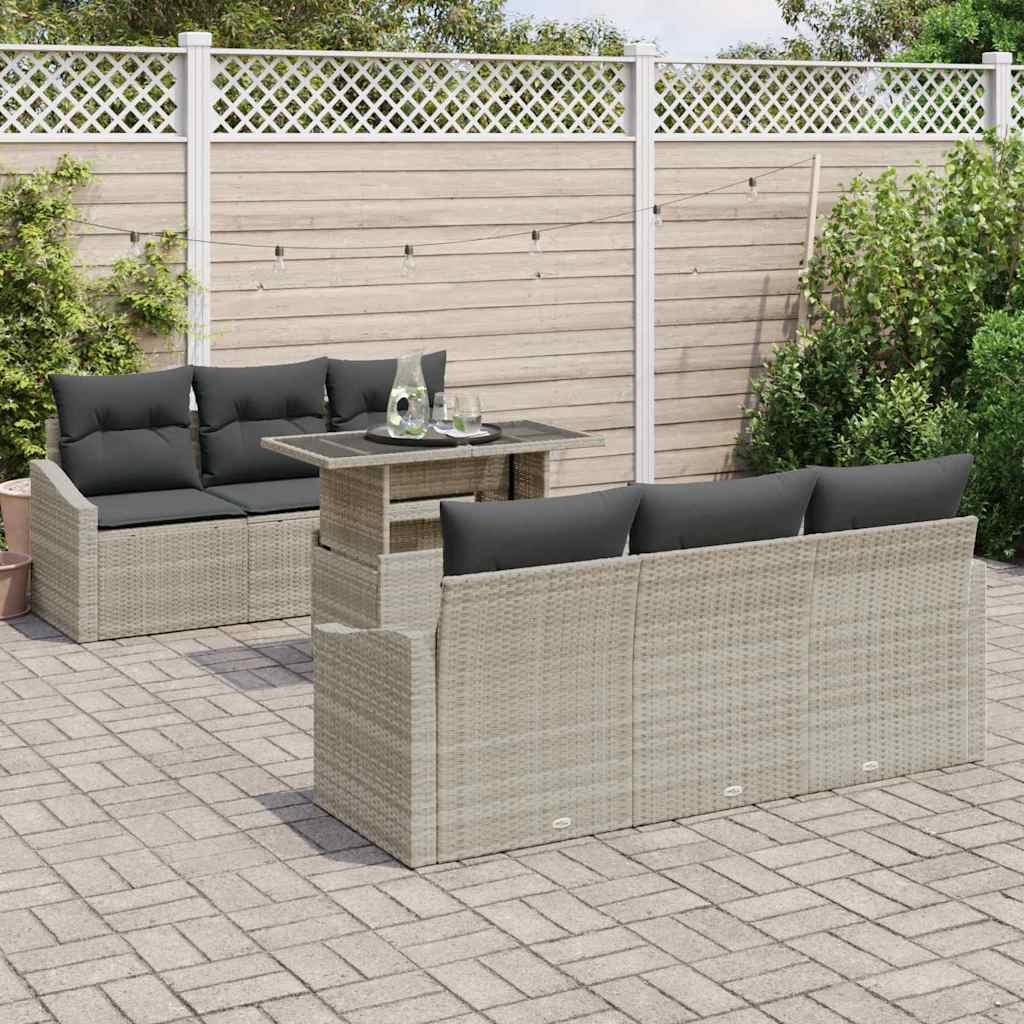 Tuin Sofa Set 7 st Lichtgrijs poly rattan