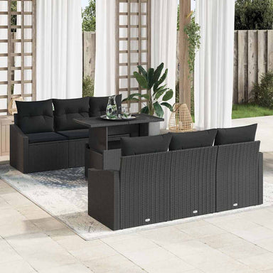 Tuin Sofa Set 7 st Zwart poly rattan