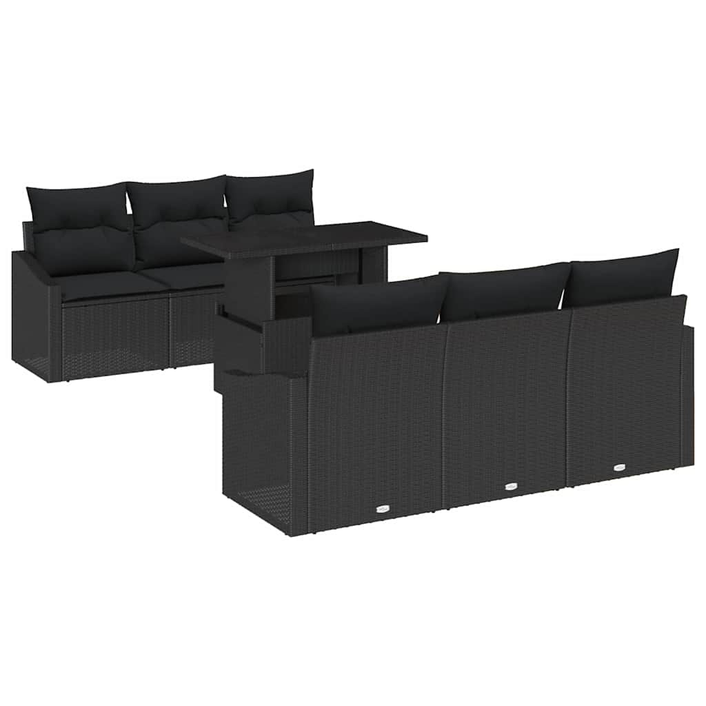 Tuin Sofa Set 7 st Zwart poly rattan