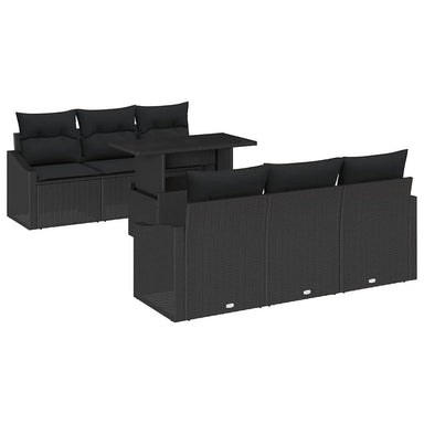Tuin Sofa Set 7 st Zwart poly rattan