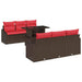 Tuin Sofa Set 7 st 6-Aantal zitplaatsen Bruin en Rood