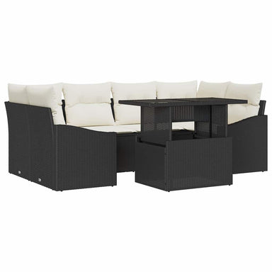 Tuin Sofa Set 7 st Zwart en Crème poly rattan