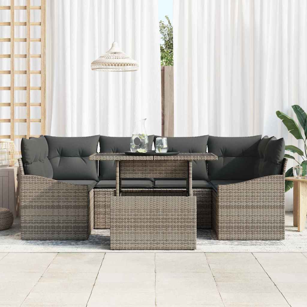 Tuin Sofa Set 7 st Grijs poly rattan