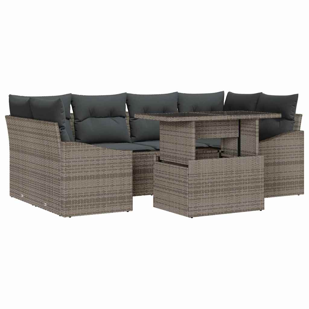 Tuin Sofa Set 7 st Grijs poly rattan