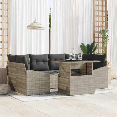 Tuin Sofa Set 7 st Lichtgrijs poly rattan
