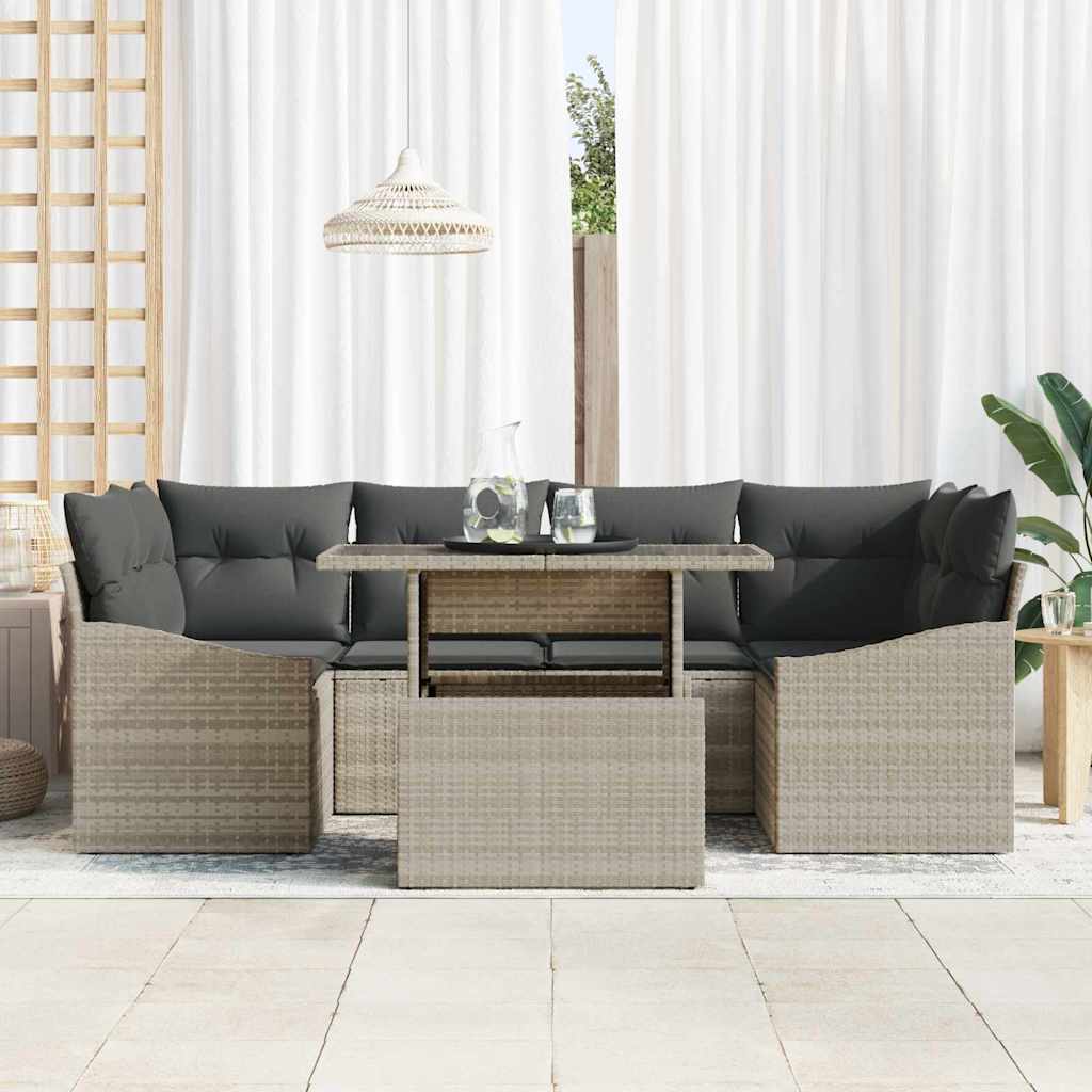 Tuin Sofa Set 7 st Lichtgrijs poly rattan