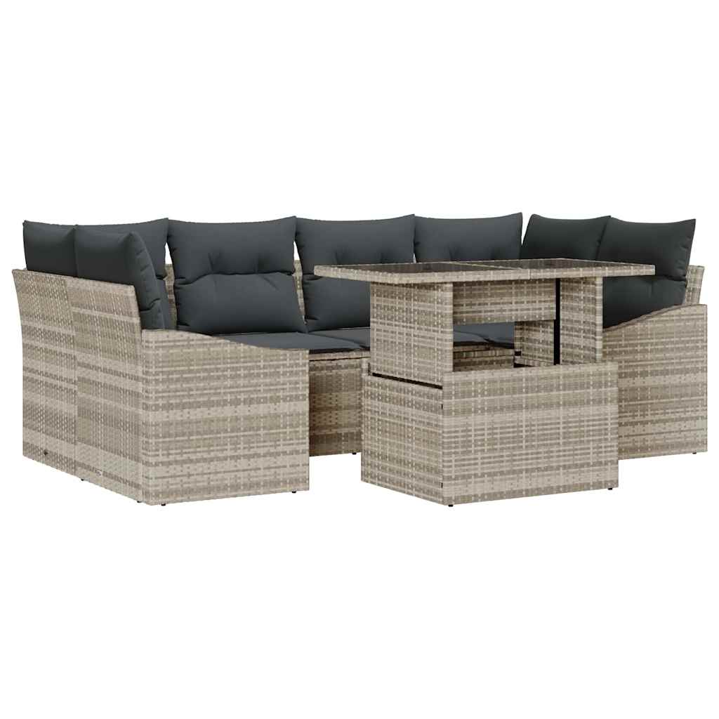 Tuin Sofa Set 7 st Lichtgrijs poly rattan