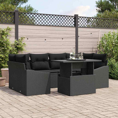 Tuin Sofa Set 7 st Zwart poly rattan