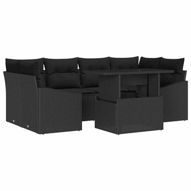 Tuin Sofa Set 7 st Zwart poly rattan