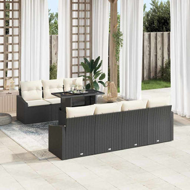 Tuin Sofa Set 8 st Zwart en Crème poly rattan