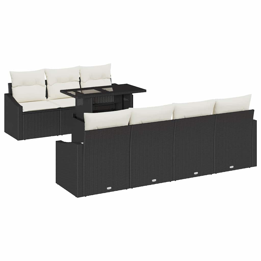 Tuin Sofa Set 8 st Zwart en Crème poly rattan