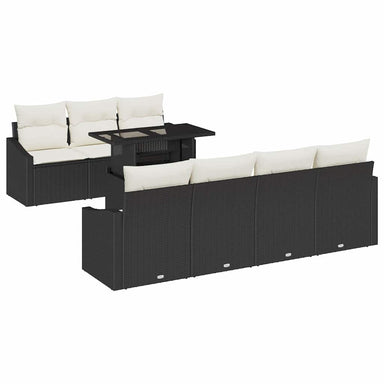 Tuin Sofa Set 8 st Zwart en Crème poly rattan