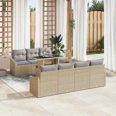 Tuin Sofa Set 8 st Beige en Licht Grijs poly rattan