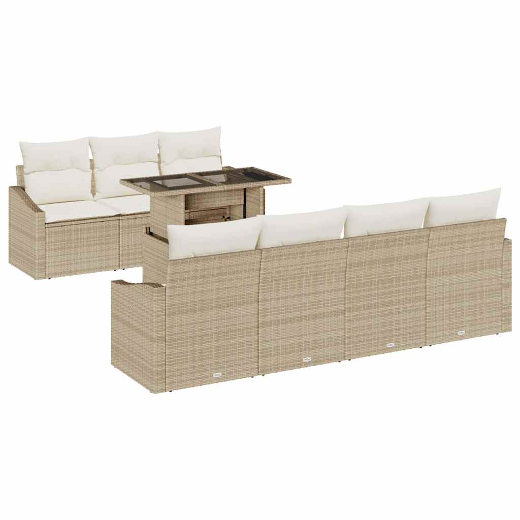 Tuin Sofa Set 8 st Beige en Crème poly rattan