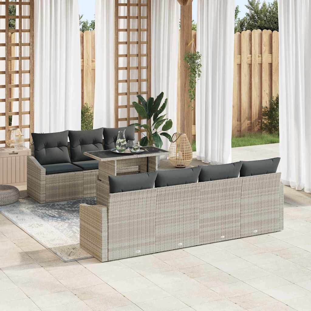Tuin Sofa Set 8 st Lichtgrijs poly rattan