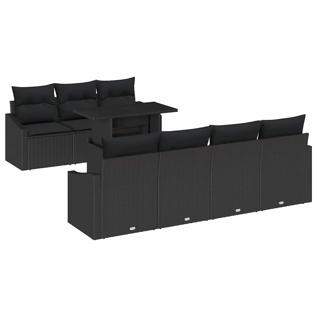 Tuin Sofa Set 8 st Zwart poly rattan