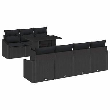 Tuin Sofa Set 8 st Zwart poly rattan